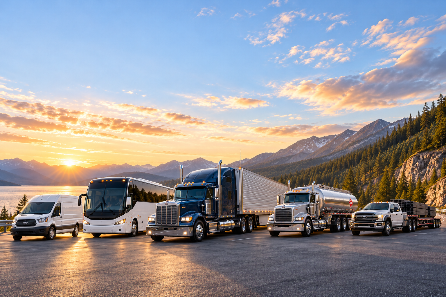 Van de carga, autobús, camiones y vehículos hotshot